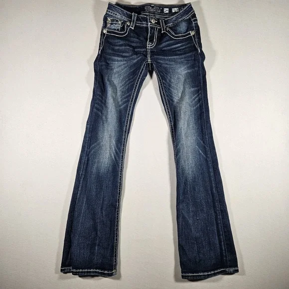 Miss Me Jeans Womens Size 14 Boot Cut  Embroidered Pocket Medium Wash - Picture 2 of 9